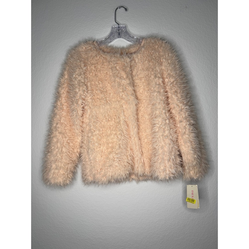 Gianni Bini GB Girls Peach Faux Fur Zip Up Jacket Coat Size XL Fancy & Free NWT